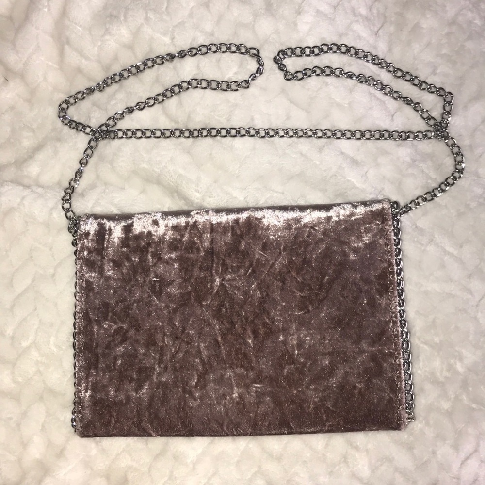 Crushed blush velvet shoulder bag/clutch